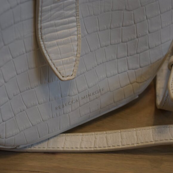 Rebecca Minkoff White Kate Circle Unique Crossbody Leather Bag with top handle - Picture 4 of 16